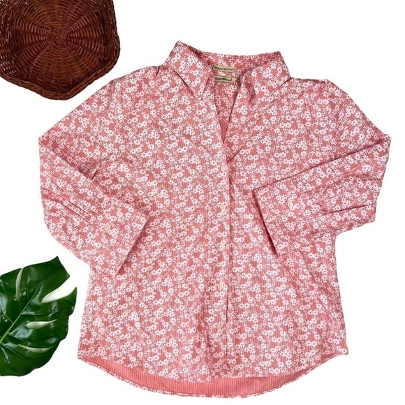 Eddie Bauer Vintage Wrinkle Resistant Floral 3/4 Sleeve Button Down Blouse Large - Picture 14 of 14